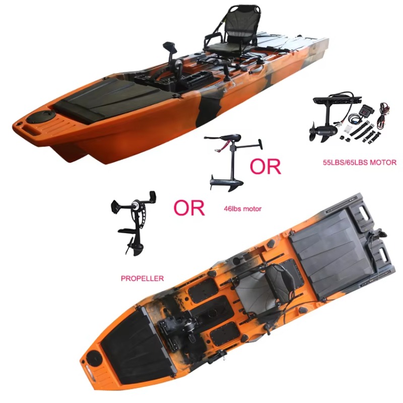 Fishing Kayak Trolling Motor - バイキング12.6フィートシングルカヤックペダルプロペラプラス電動モーター386m HDPEオーシャンシーカヌーフィッシングフィンハンズフリートローリングボート