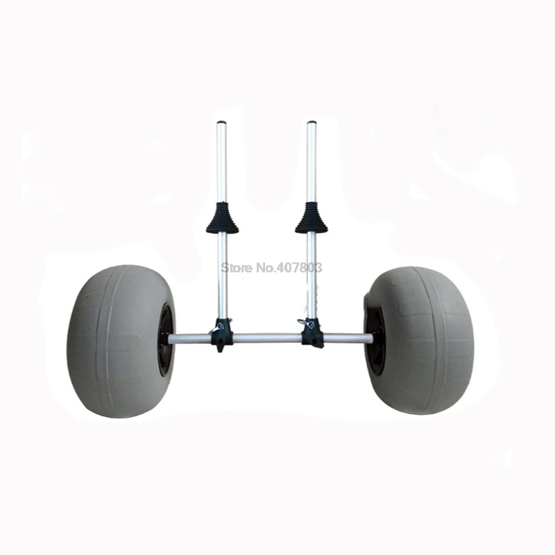 Fishing Kayak Cart - 折りたたみ式直立カヤックトレーラー、プランジャープラットフォームタイプビーチトレーラー、インフレータブルビーチタイヤカヤックドリー、アルミフレーム折りたたみ式