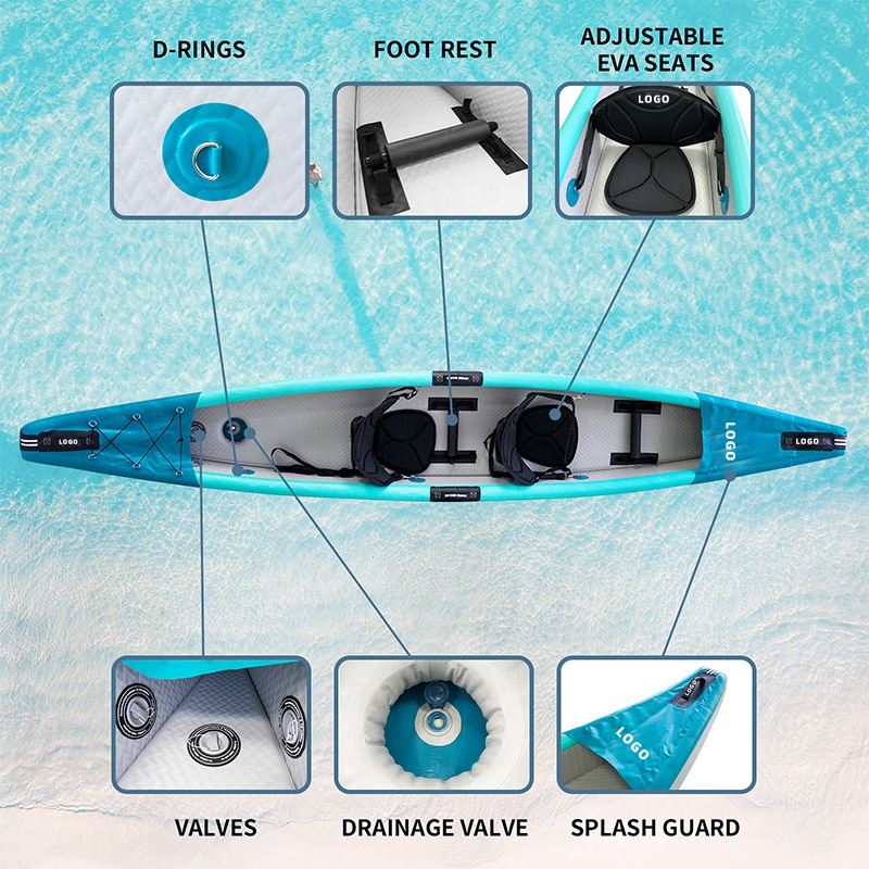 ドロップステッチカヤック インフレータブルカヌー 2人乗り  - Fishing Kayak Sit In のレビューと価格
